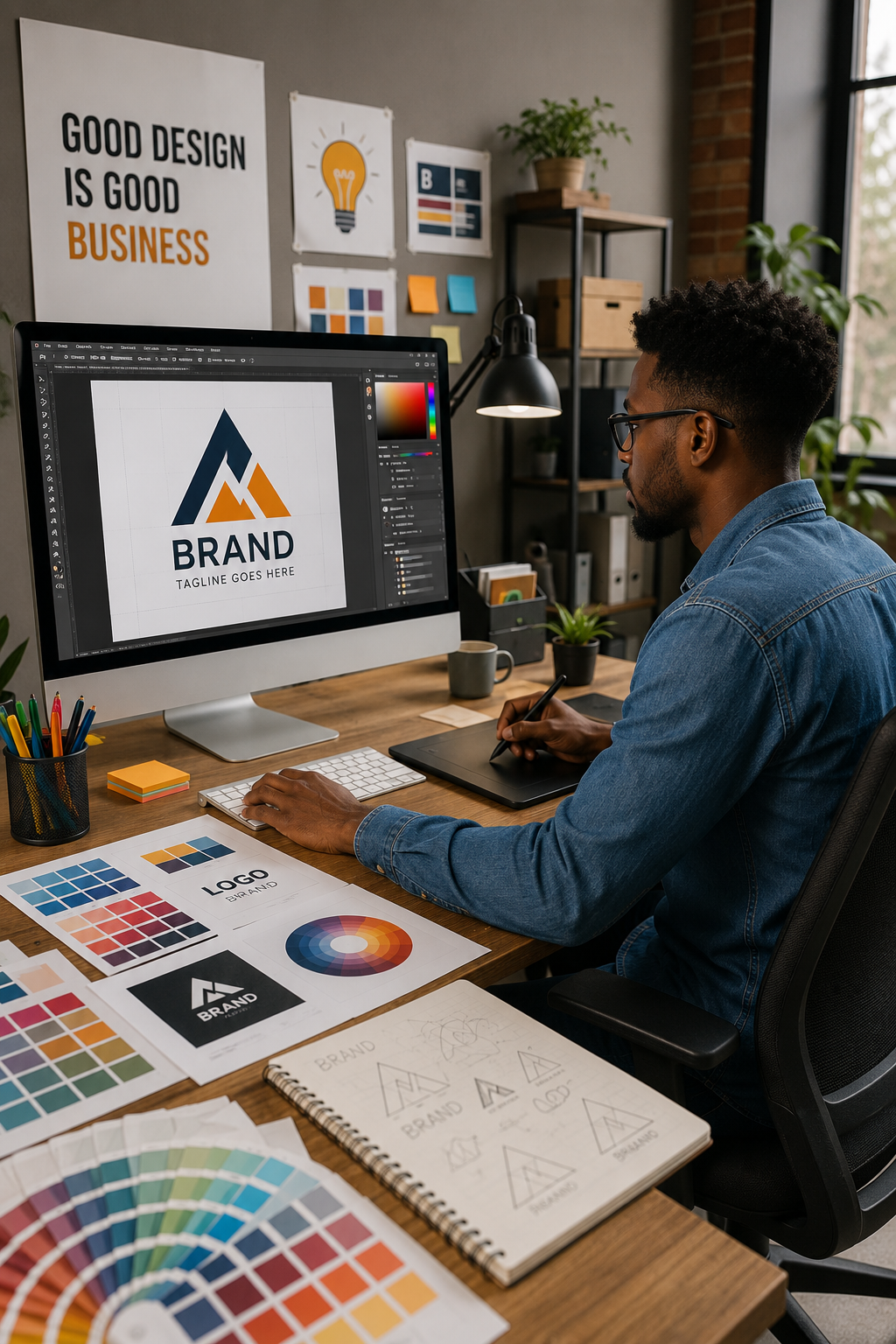 Professional graphic designer creating branding and marketing materials in Nairobi Kenya